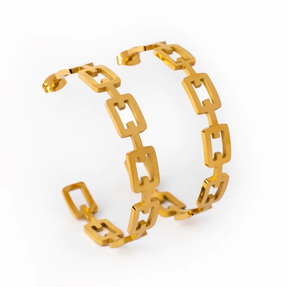 Waterproof geometric hoop earrings - Picture 2 of 3